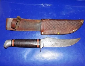 Vintage SCHRADE-WALDEN U.S.A. #148 Hunting Knife w/Leather Sheath 1960's era - Picture 1 of 6
