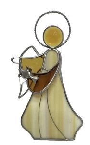 Stained Glass Angel Holding A Dove Large Glasglo Brand  GHS. Inc. 7” - Picture 1 of 2
