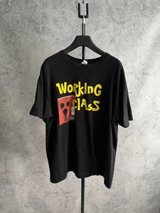 Men’s T-Shirt Working Class Graphic Print Y2K Black Size L Crew Neck - Picture 1 of 14