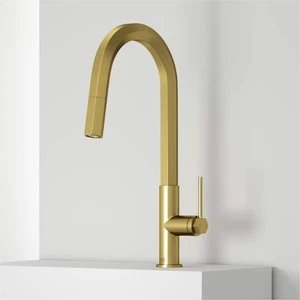 Hart Hexad Single Handle Pull-Down Spout Kitchen Faucet in Matte Brushed Gold - Picture 1 of 12