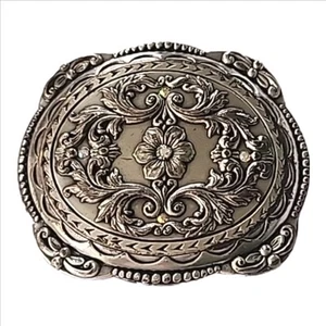 Nocona Oval Western Belt Silver Tone Buckle w/ Rhinestones - Picture 1 of 6