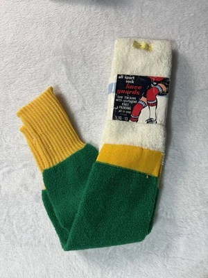 De Colección Calcetines Tubo Rodillera Todo Deportivo Talla 10-13 Para Hombre Blanco Verde Amarillo Retro Años 70 Foto 1 de 3