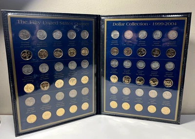 50 STATES QUARTER COLLECTION BOOK-COMPLETE (1999–2004)–INCLUDING 24K GOLD PLATED - Image 1 of 3