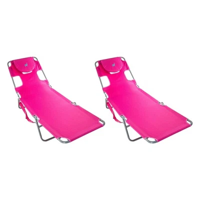 Ostrich Chaise Lounge Folding Portable Sunbathing Poolside Beach Chair (2 Pack) - Image 1 of 4