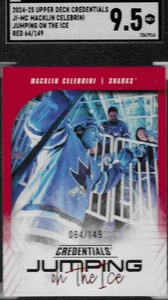 MACKLIN CELEBRINI 2024-25 UPPER DECK CREDENTIALS JUMPING ON THE ICE (RED) - Picture 1 of 2