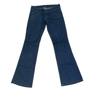 Pantalones de mezclilla acampanados de tiro bajo lavado oscuro Hudson Clothing para mujer - Imagen 1 de 8