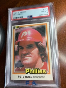 Donruss #371 Pete Rose 1981 PSA 8 casi nuevo-como nuevo - Imagen 1 de 2