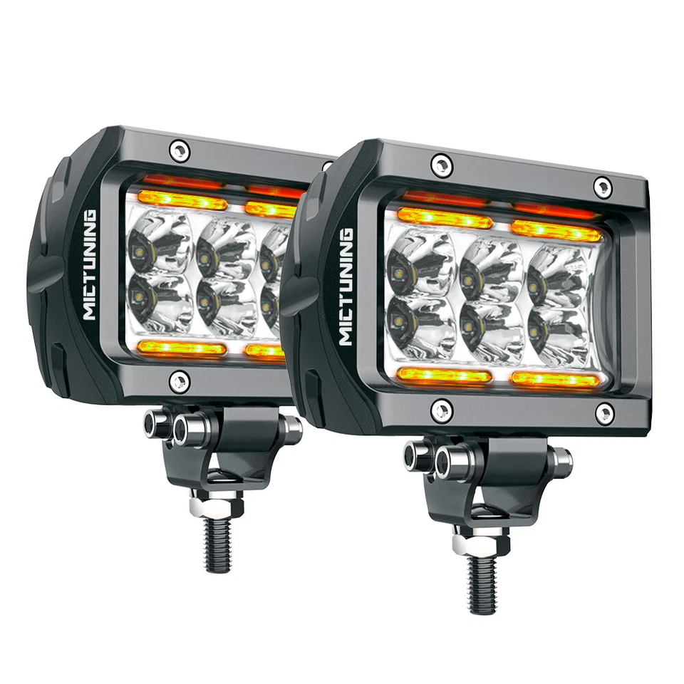 Mictuning 2x 4" 18w LED Light Bar Pods Flood CREE Offroad Work Driving Fog Lamp