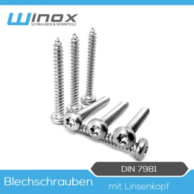 Blechschrauben DIN 7981 Linsenkopf TORX 2,9mm3,5mm3,9mm4,2mm4,8mm5,5mm Edelstahl - Bild 1 von 2