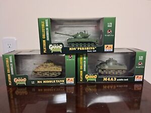 Easy Model 1/72 WWII US Tank Set - One M26 Tank and Two Sherman Tanks 