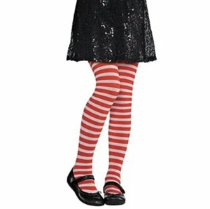 Candy Red and White Striped Tights - Child M/L - Picture 1 of 3