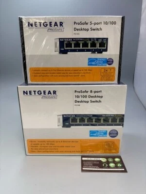 NETGEAR ProSafe 8-Port and 5-Port 10/100 Desktop Switch Sealed - Image 1 of 4
