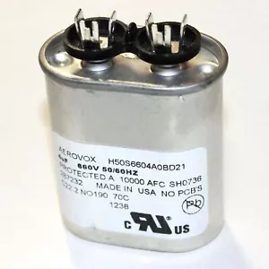 Condensador de película de funcionamiento de motor ovalado AEROVOX H50S6604A0BD 4uF 660VAC 50/60HZ, NUEVO - Imagen 1 de 3