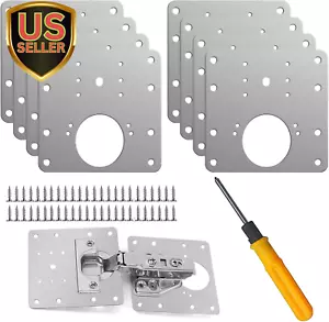 8 Pcs Hinge Repair Plate, Stainless Steel Cabinet Hinge Repair Plate Kit Hinge R - Picture 1 of 6