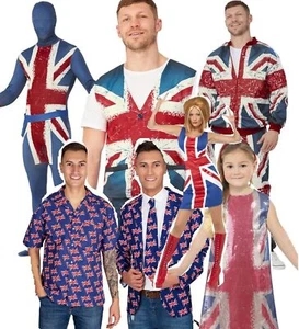 Adults Union Jack Kings Coronoation British Flag Fancy Dress Kids Eurovision - Picture 1 of 24