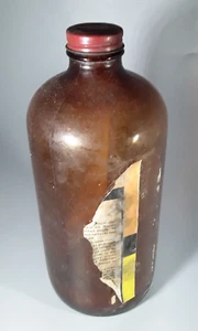 Duraglas Brown Glass Quart Chemical Bottle - Picture 1 of 4