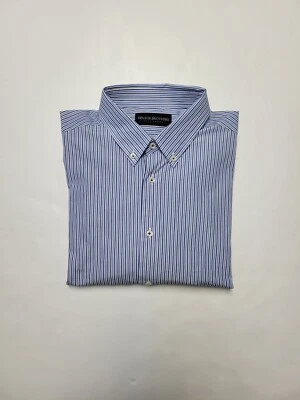 WALKER BROTHERS XL Blue White Striped Long Sleeve Woven Men's Shirt NWT Italy  - Image 1 of 4