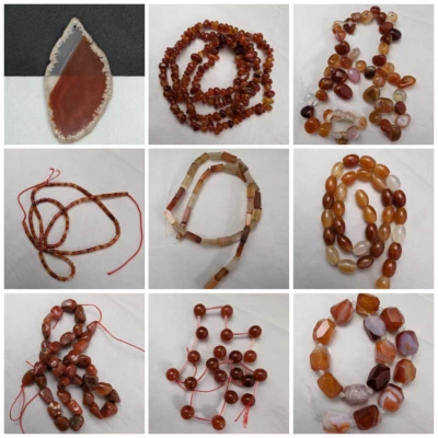 Red Agate Gemstone Beads, Orange Agate, Choose Your Shape - Image 1 of 4