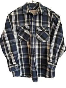 Five Brother Herren XL GROSS schweres Flanellhemd blau schwarz grau langärmelig EUC - Bild 1 von 9