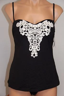 Nuevo con etiquetas Traje de baño Tankini Kenneth Cole Reaction conjunto de 2 piezas talla L negro bandeau Foto 1 de 4