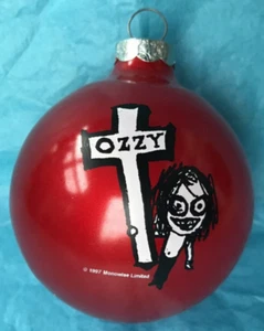RARE 1997 Ozzy Osbourne Red Cross Christmas 2 1/2" Ball Ornament Santas Rockshop - Bild 1 von 4