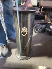 Antique Brass Umbrella Cane Stand with Lion Head Handles. 22” Tall