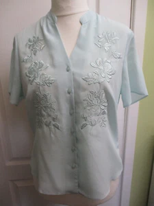 BNWT BHS CLASSICS SIZE 14 WOMENS LT. BLUE EMBROIDERED BLOUSE - Picture 1 of 6