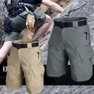 Mens Cargo Combat Shorts Casual Work Wear Cotton Cargo Half Pants Outdoor - Picture 1 of 14