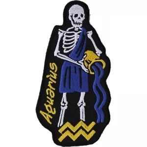Sternzeichen Wassermann bestickt Patch Skelett Horror astrologisches Gothic Design - Bild 1 von 3