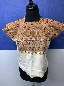 ONE TZOTZIL HUIPIL CHIAPAS MAYA TEXTILE EXTRA SMALL SHIRT  - Picture 1 of 18