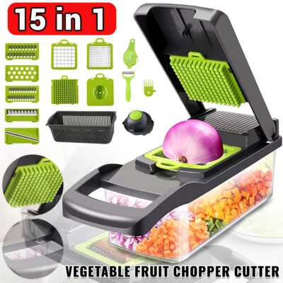 15-In-1 Vegetable Fruit Chopper Cutter Food Onion Veggie Dicer Slicer Kitchen US
