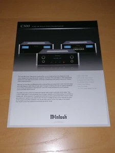 McIntosh C500 Tube or Solid State Preamplifier Original Sales Brochure - Picture 1 of 2