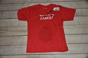 NWT JACK BOYS L RED DO YOU WANT TO SEE MY FANGS VAMPIRE HALLOWEEN INSIDE OUT TEE - Picture 1 of 8