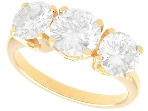 3.49ct Diamond and 14ct Yellow Gold Trilogy Ring - Vintage Circa 1960 - Picture 1 of 12