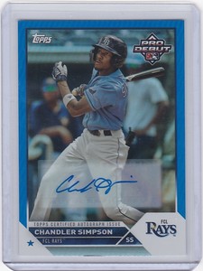2023 Topps Pro Debut Chandler Simpson Blue Foil Autograph Version Card #127/150