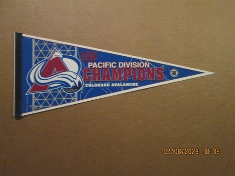NHL Colorado Avalanche Vintage 1996 Pacific Division Champions Hockey Pennant Cover