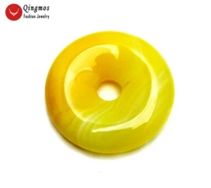 Colgante de ágata a rayas amarillo natural de 30 mm en forma de donas para mujer 105 - Imagen 1 de 18