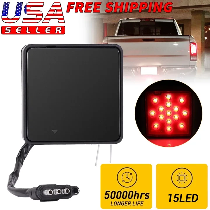 Luz de freno ahumada 15-LED cubierta de enganche de remolque DRL apta para remolque y transporte de 2" nueva Foto 1 de 4