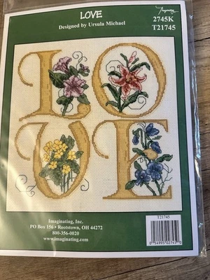 Imaginating LOVE Flowers Counted Cross Stitch Full Kit Ursula Michael - Image 1 of 2