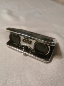 Vintage Rare Super Opera Glasses Binoculars 3x25mm Chrome Folding Case  - Picture 1 of 7
