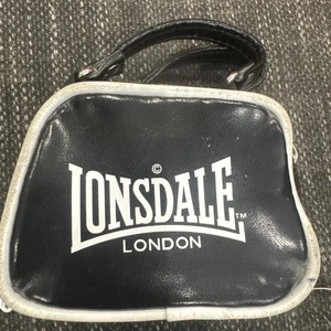 Lonsdale Mini Boxing Duffle Bag Coin Black w White Letters Vintage RARE 4x3” - Picture 1 of 19