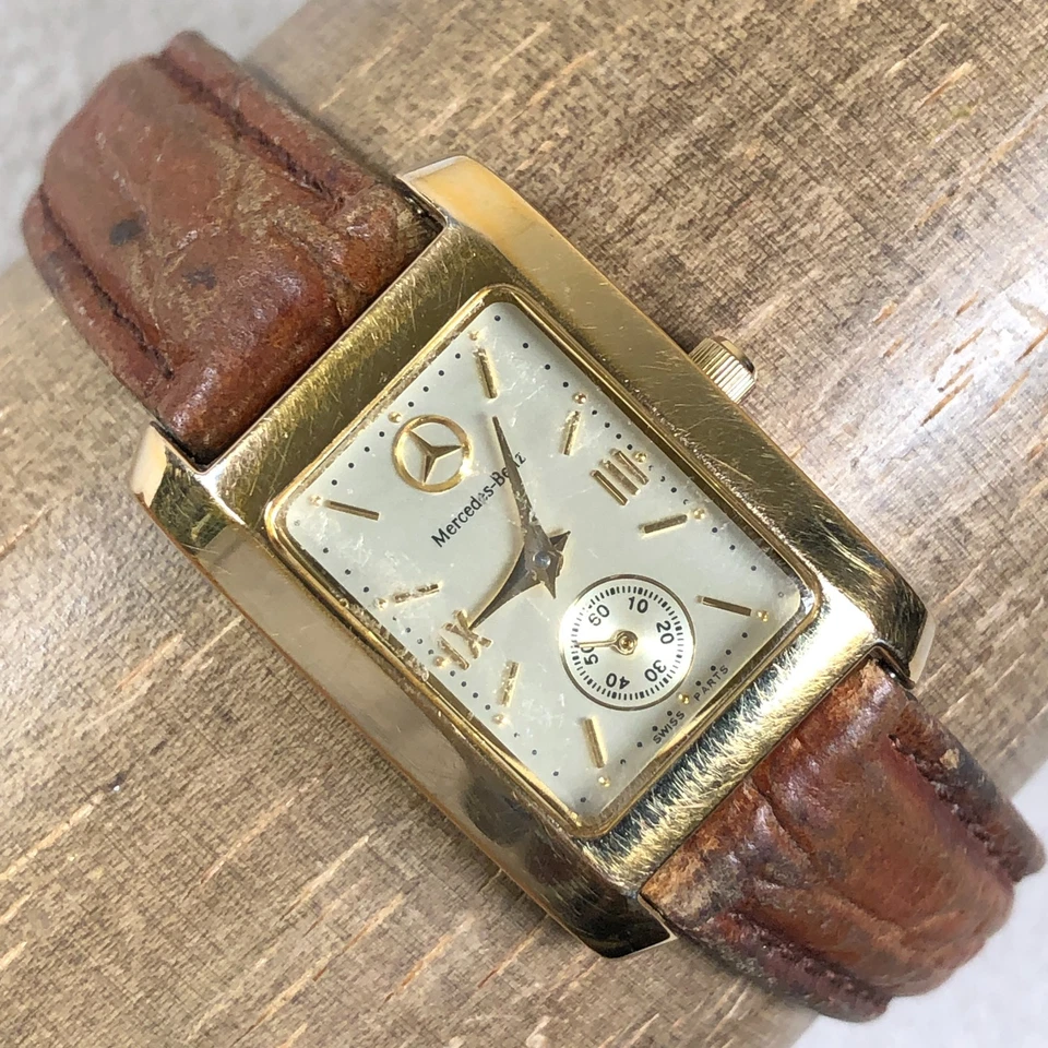 Mercedes-Benz Mujer 1064 Vestido Marrón Cuero Cuarzo Analógico 20mm Reloj 6 3/4" Foto 1 de 4