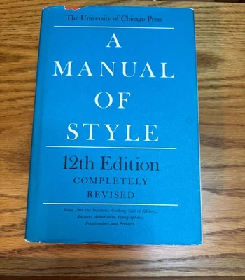 A Manual of Style University of Chicago Press 12th edition, Revised HC/DJ 1969 - Image 1 of 4