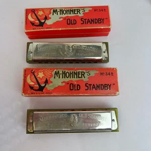 VINTAGE HOHNER "OLD STANDBY" HARMONICA IN CASE #34B KEYS C & G (2) - Picture 1 of 5