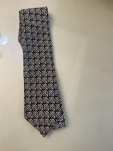 Vtg Cellini Luxury Tie Geometric Black White Printed Silk Necktie Made in USA - Picture 1 of 4