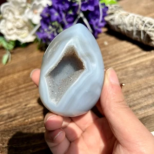Natural polished agate geode egg Quartz Crystal Healing Display 280g - Bild 1 von 7