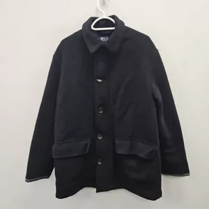 Ralph Lauren Polo Vintage Black Wool Single Breast Winter Overcoat Coat Small - Picture 1 of 11