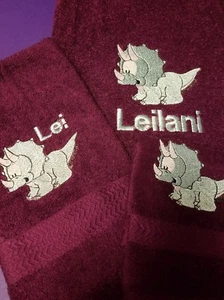 Dinosaur Personalized 3 Piece Bath Towel Set, Color Choice - Picture 1 of 10