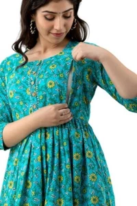 ✨ Women's Indian Ethnic Floral Maternity & Nursing Kurta – Breastfeeding Kurti - Picture 1 of 7