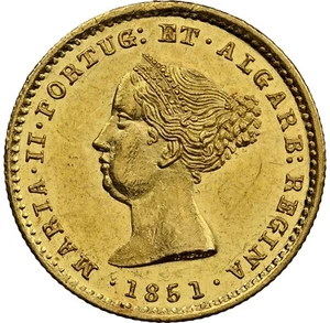 Portugal 1851- Maria II gold 1000 Reis - NGC MS61 - RARE - ONLY 12k Minted! - Picture 1 of 4
